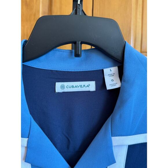 Cubavera Men's Large Blue & White Button Down Shirt 100% Viscose NEW w/tags - Picture 8 of 8